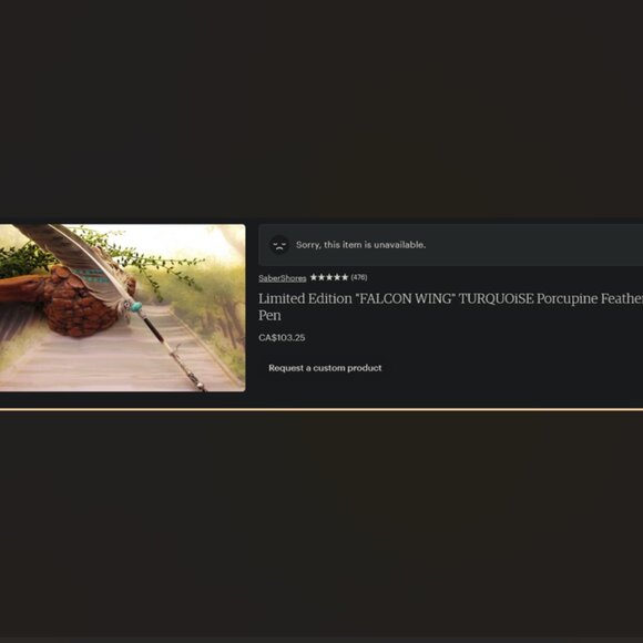 Handmade "FALCON WING" TURQUOISE Porcupine Feather Quill Ink Dip Pen calligraphy - Picture 8 of 8